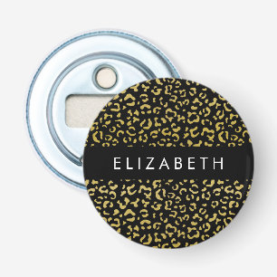 Leopard Print, Gold Leopard, Glitter, Your Name Bottle Opener