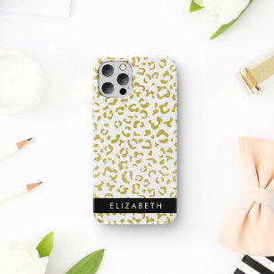 Leopard Print, Gold Leopard, Glitter, Your Name iPhone 12 Pro Case