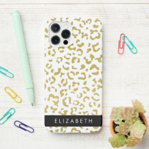 Leopard Print, Gold Leopard, Glitter, Your Name iPhone 12 Pro Case