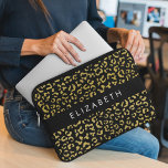 Leopard Print, Gold Leopard, Glitter, Your Name Laptop Sleeve<br><div class="desc">Elegant,  stylish and sophisticated leopard pattern in gold colour. Modern and trendy gift,  perfect for the animal print lover in your life. Personalize by adding your name,  nickname,  monogram or initials.</div>