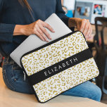 Leopard Print, Gold Leopard, Glitter, Your Name Laptop Sleeve<br><div class="desc">Elegant,  stylish and sophisticated leopard pattern in gold colour. Modern and trendy gift,  perfect for the animal print lover in your life. Personalize by adding your name,  nickname,  monogram or initials.</div>