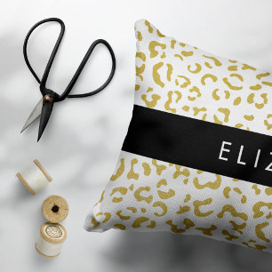 Leopard Print, Gold Leopard, Glitter, Your Name Pillowcase