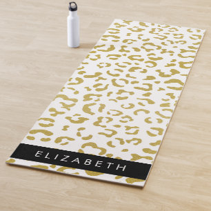 Leopard Print, Gold Leopard, Glitter, Your Name Yoga Mat