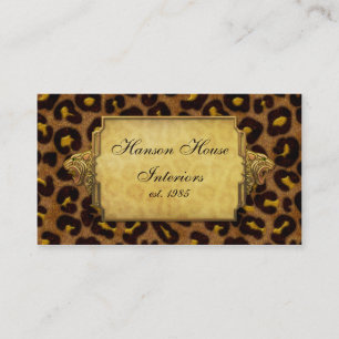 Leopard Print Gold Leopard Heads Business Card