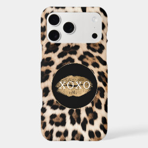 Leopard Print Gold Lips XOXO