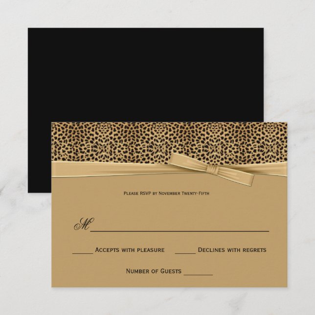 Leopard Print Gold Ribbon RSVP Invitation (Front/Back)