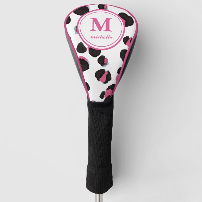 LEOPARD PRINT Golf | personalized NAME monogram  Head Cover (Front)