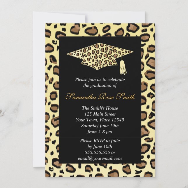 Leopard Print Graduation Party Invitation (Front)