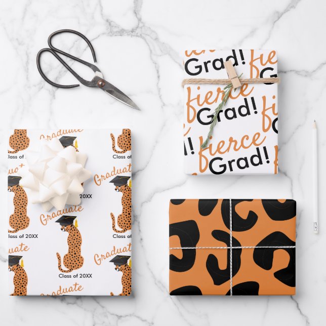  Leopard Print Graduation Wrapping Paper Sheet (Front)
