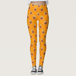 Leopard print Halloween pattern Leggings