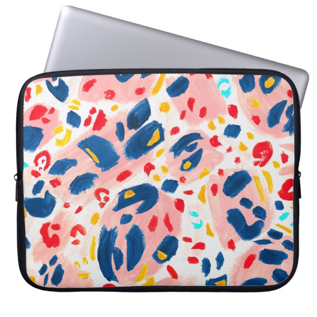 Leopard print: hand-painted watercolor. laptop sleeve (Front)