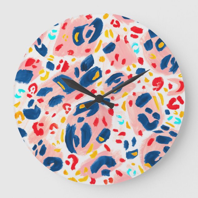 Leopard print: hand-painted watercolor. large clock (Front)