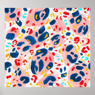 Leopard print: hand-painted watercolor. poster
