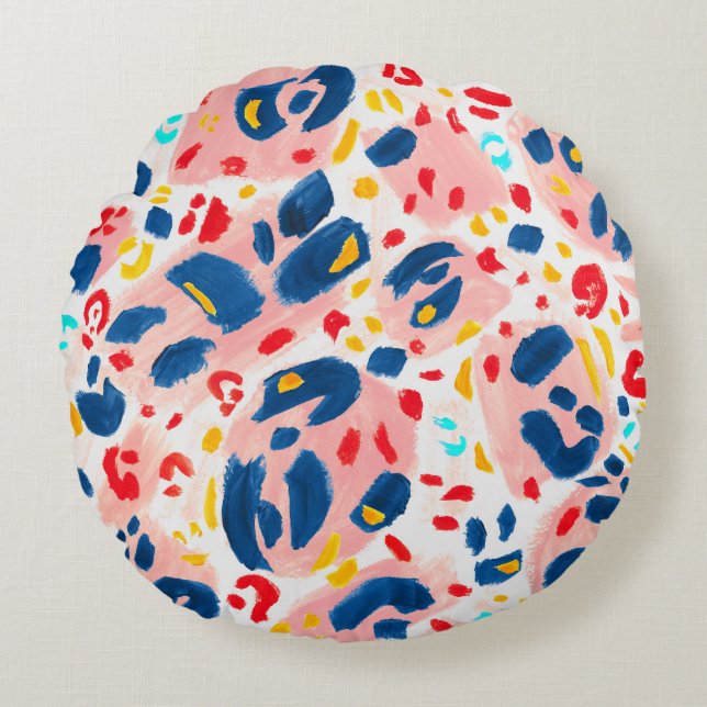 Leopard print: hand-painted watercolor. round pillow (Front)