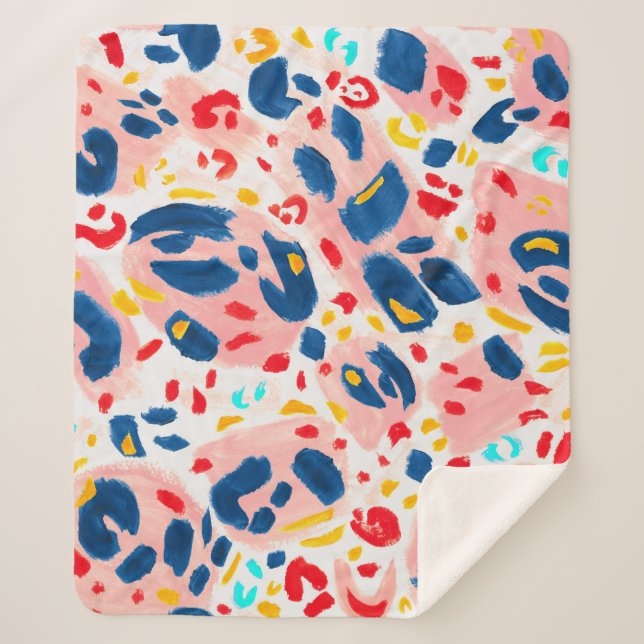 Leopard print: hand-painted watercolor. sherpa blanket (Front)