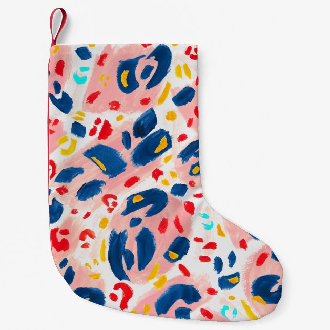 Leopard print: hand-painted watercolor. small christmas stocking (Front)