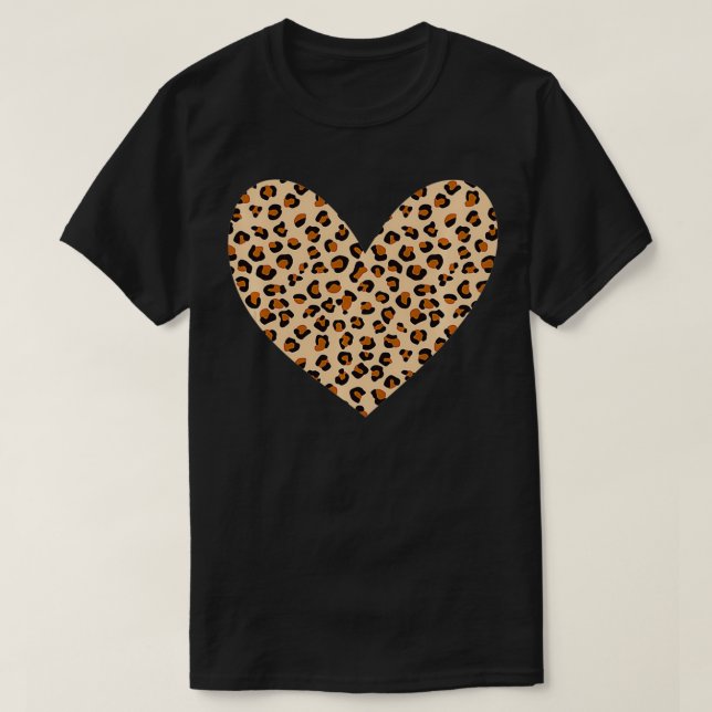 Leopard Print Heart  Cheetah Pattern Valentine's D T-Shirt (Design Front)