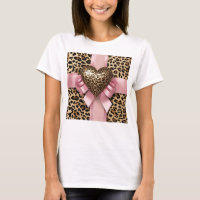 Leopard Print Heart Pink Ribbon
