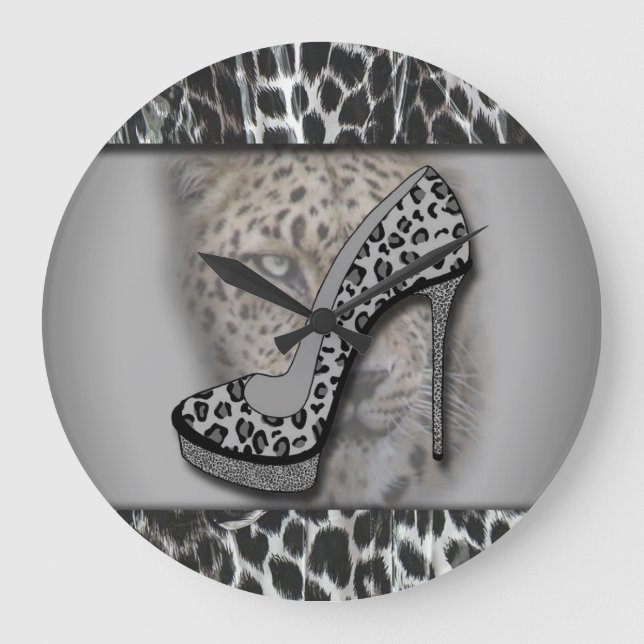 Leopard Print High Heel With Leopard Large Clock (Front)