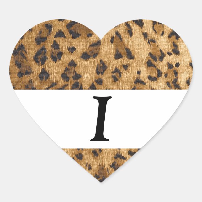 Leopard Print I monogram initials merchandise Heart Sticker (Front)