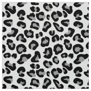 Leopard Print in Black and White with Gray / Grey Fabric