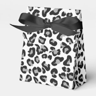 Leopard Print in Black and White with Grey Favor Box