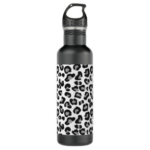 Leopard Print in Black and White with Grey / Grey 710 Ml Water Bottle