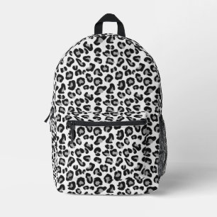 Leopard Print in Black and White with Grey Printed Backpack