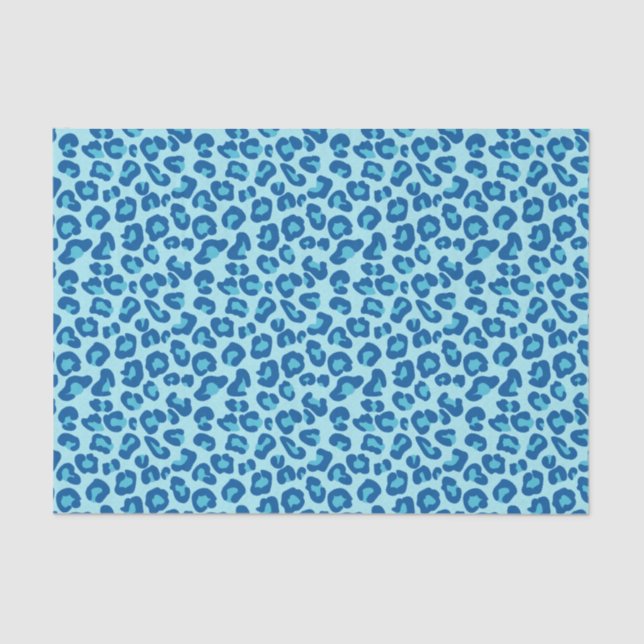 Leopard Print in Light Chambray to Dark Denim Blue Tissue Paper (Front)