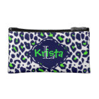 Leopard Print in Lime Green & Navy w/Monogram