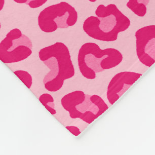 Leopard Print in Pastel Pink, Hot Pink and Fuchsia Fleece Blanket