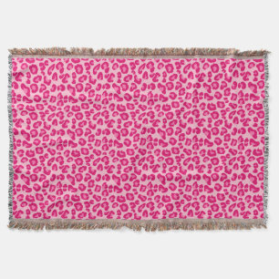 Leopard Print in Pastel Pink, Hot Pink and Fuchsia Throw Blanket
