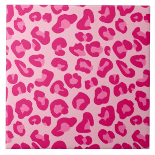 Leopard Print in Pastel Pink, Hot Pink and Fuchsia Tile