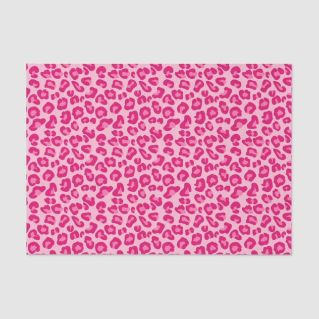 Leopard Print in Pastel Pink, Hot Pink and Fuchsia Tissue Paper (Front)