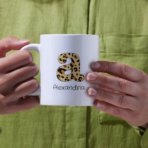 Leopard Print Initial a Lowercase and Name Coffee Mug
