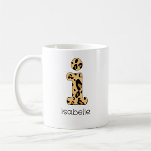 Leopard Print Initial i Lowercase and Name Coffee Mug