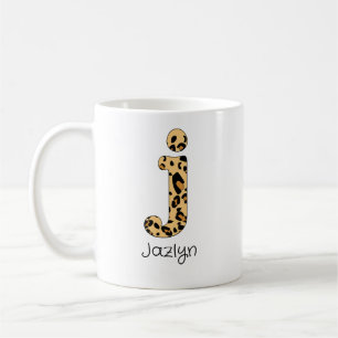 Leopard Print Initial j Lowercase and Name Coffee Mug