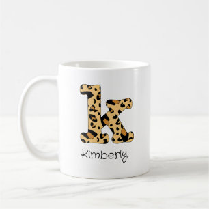 Leopard Print Initial k Lowercase and Name Coffee Mug