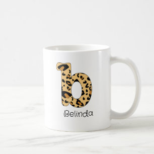 Leopard Print Initial Lowercase b and Name Coffee Mug