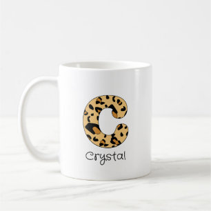 Leopard Print Initial Lowercase c and Name Coffee Mug