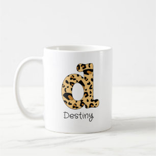Leopard Print Initial Lowercase d and Name Coffee Mug