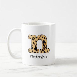 Leopard Print Initial n Lowercase and Name Coffee Mug