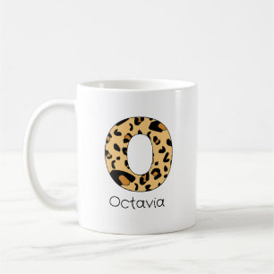 Leopard Print Initial o Lowercase and Name Coffee Mug