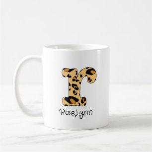 Leopard Print Initial r Lowercase and Name Coffee Mug