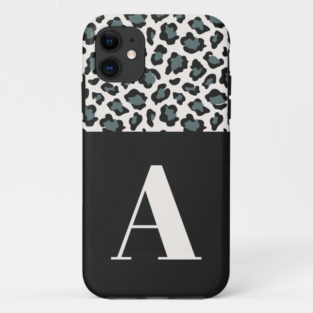 Leopard print initial typography bold modern chic Case-Mate iPhone case (Back)