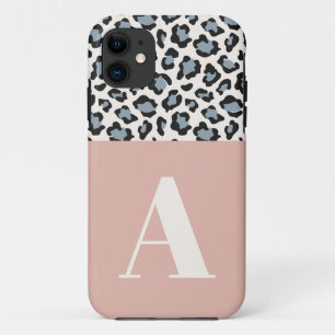 Leopard print initial typography bold modern chic iPhone 11 case