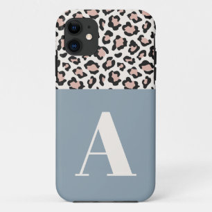 Leopard print initial typography bold modern chic iPhone 11 case