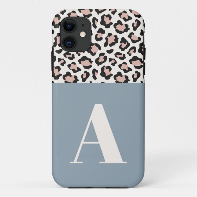 Leopard print initial typography bold modern chic Case-Mate iPhone case (Back)