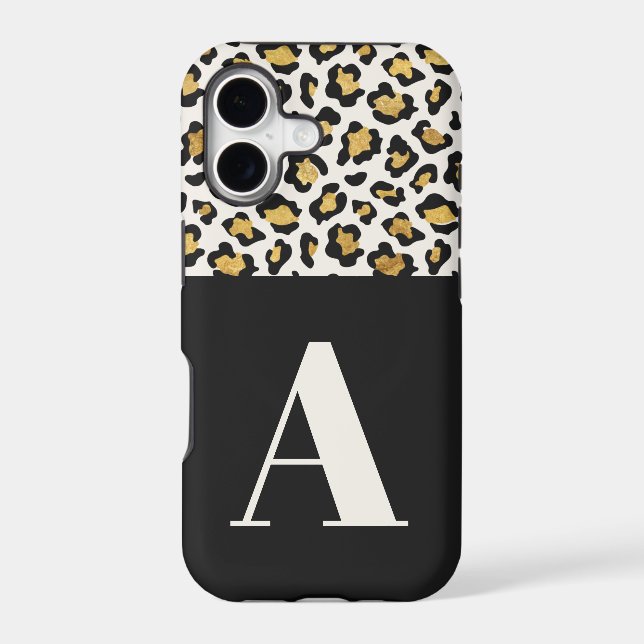 Leopard print initial typography bold modern gold (Back)