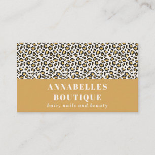 Leopard print initial typography bold modern gold business card